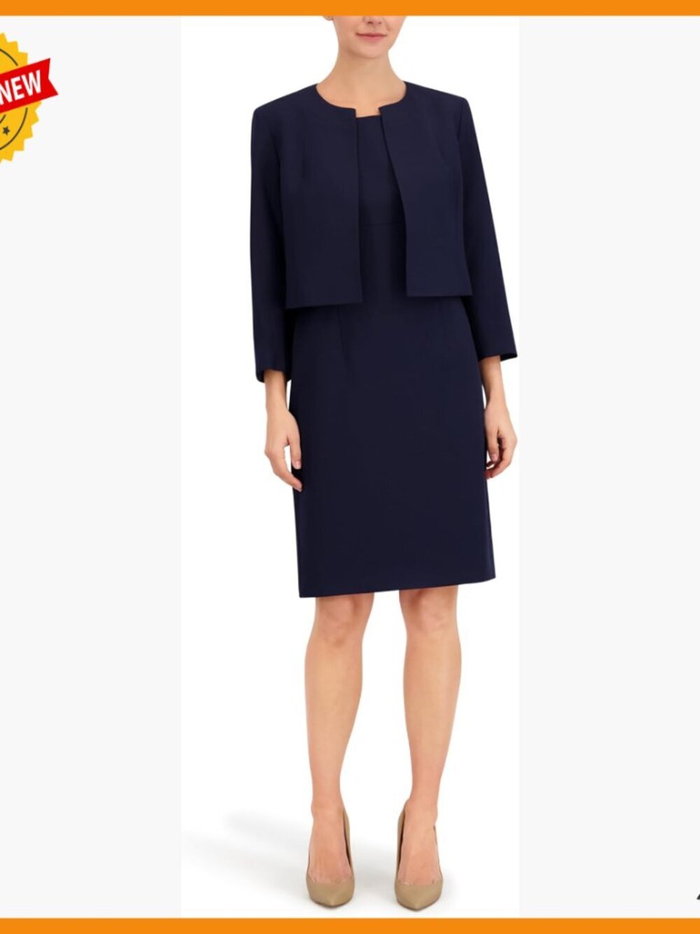 Open Front Blazer Sheath Dress 2pc Set Professional Work Attire